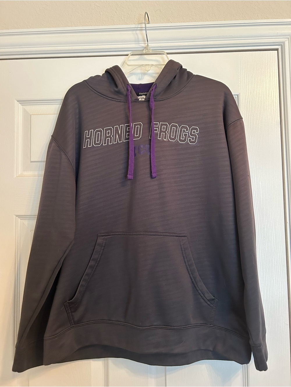Russell Athletic Horned Frogs Hoodie - Gray with Purple Drawstrings
